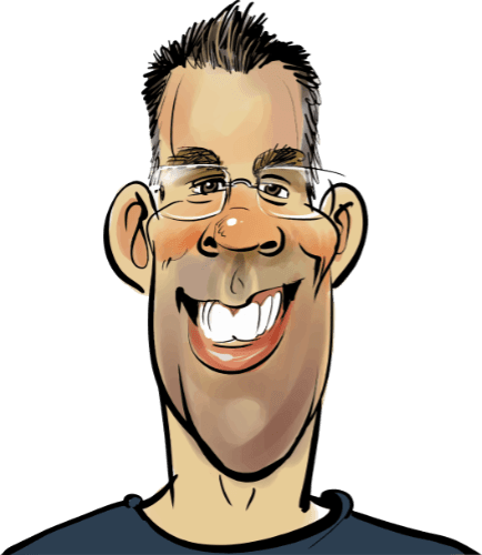 A caricature drawing of Joost